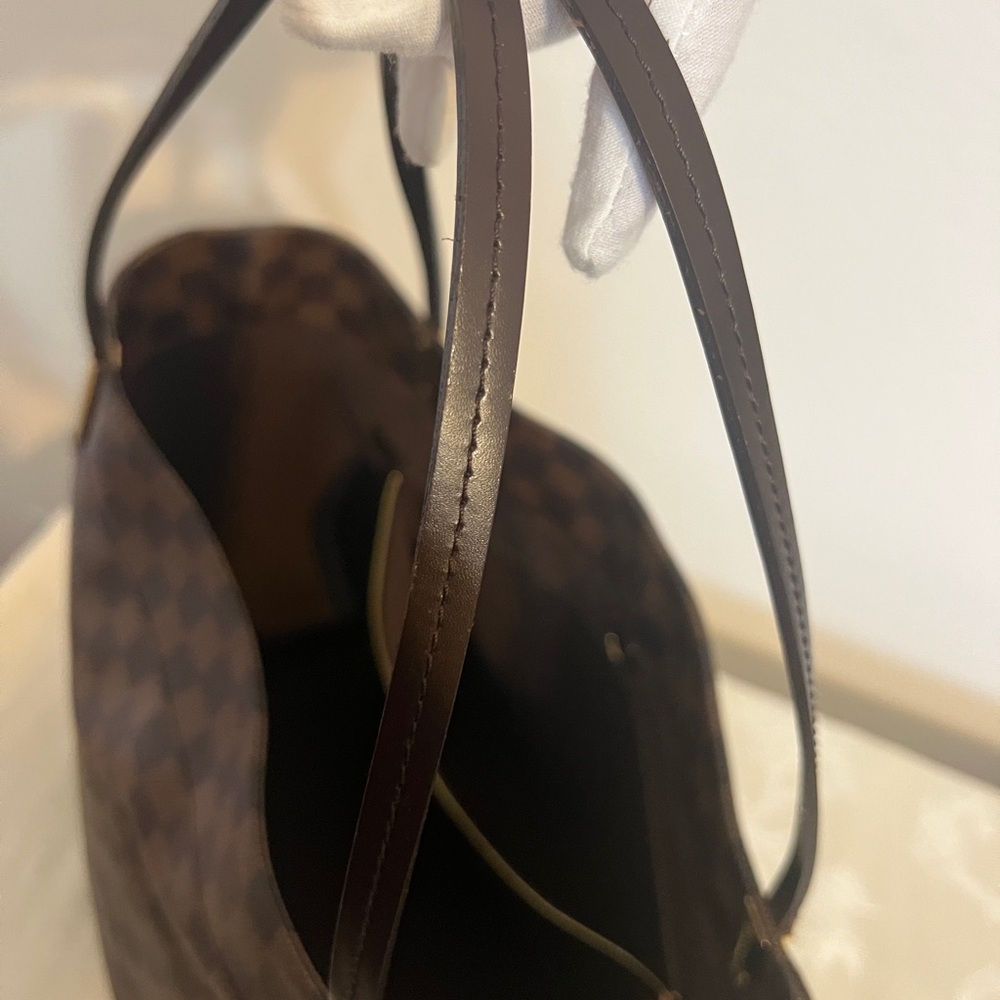 Louis Vuitton Brown Damier Ebene Canvas Tote with Gold Hardware - Picture 9 of 13